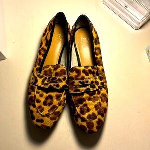 Marc Fisher leopard print calf hair loafers